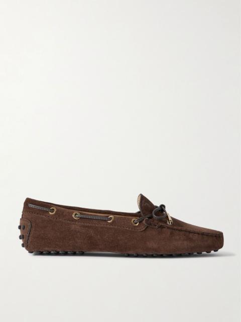 Tod's Gommino leather-trimmed suede loafers Chocolate