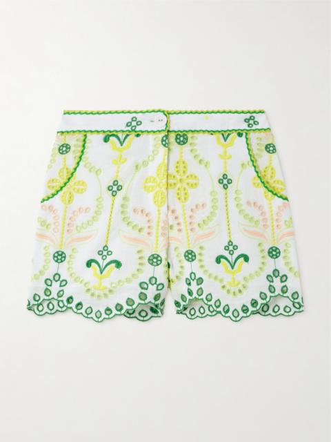 Charo Ruiz Mason Scalloped Broderie Anglaise Cotton-blend Shorts