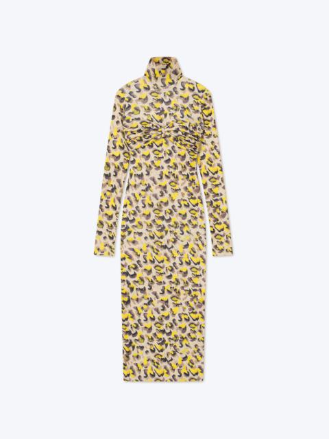 Nanushka MANJA - Mesh-jersey midi dress - Watercolor leopard