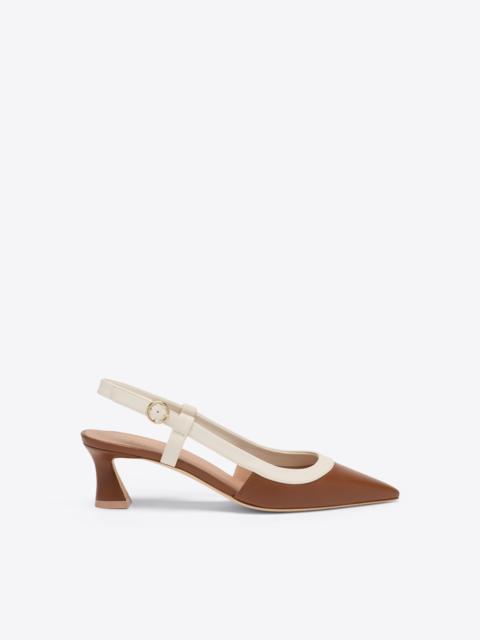 MALONE SOULIERS Tate 45 Brown Leather Heeled Slingbacks