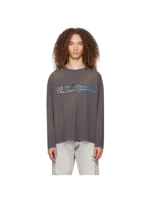 We11done Gray Faded Long Sleeve T-Shirt