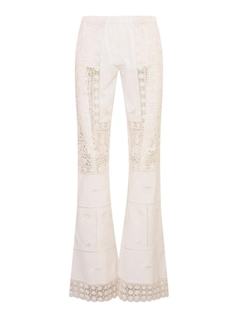 LoveShackFancy Lilo Patchwork Cotton Lace Pants white