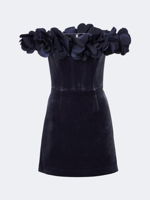 REBECCA VALLANCE Charles floral-appliqué velvet minidress