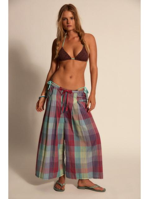 FREE PEOPLE Telluride Wide-Leg Crop Pull-On Madras Pants