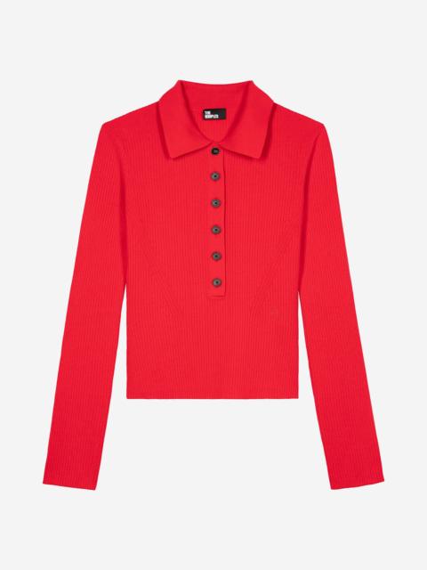 The Kooples RED RIB KNIT SWEATER