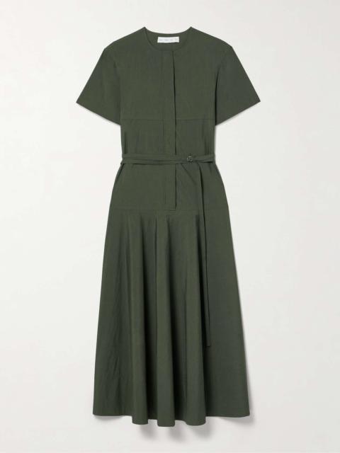 Proenza Schouler Elizabeth belted cotton-blend midi dress Army green