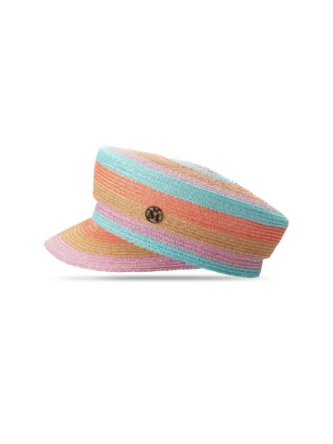 MAISON MICHEL Abby stripe-print straw cap