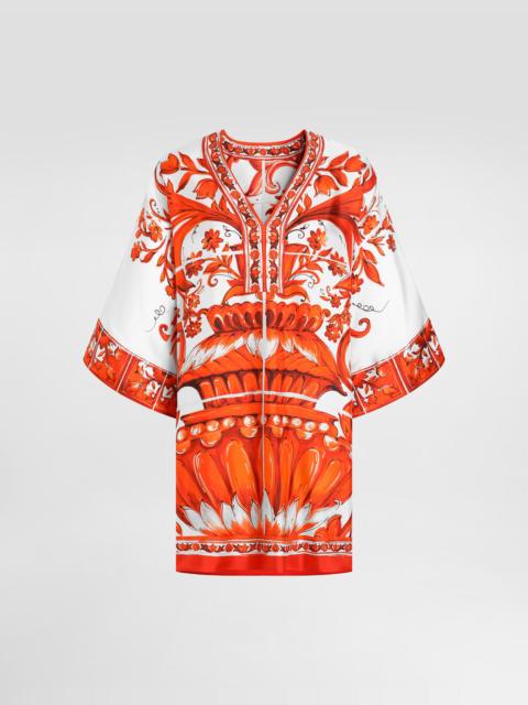 Dolce & Gabbana Majolica-print twill short kimono dress