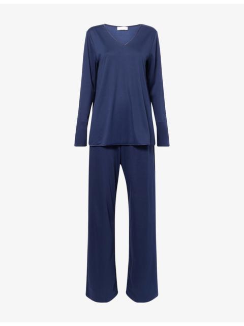 HANRO Long-Sleeves Straight-Leg Cotton-Jersey Pyjama Set