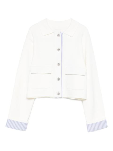 Sandro polo-collar striped-cuff cardigan
