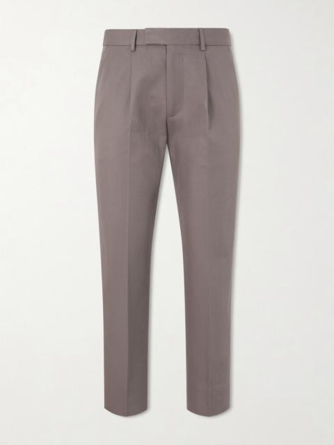 ZEGNA Pleated Cotton and Linen-Blend Trousers