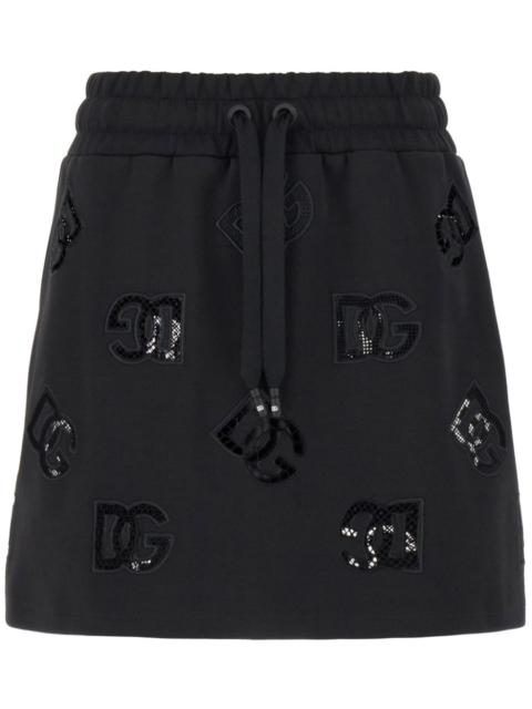 Dolce & Gabbana logo-patch jersey mini skirt