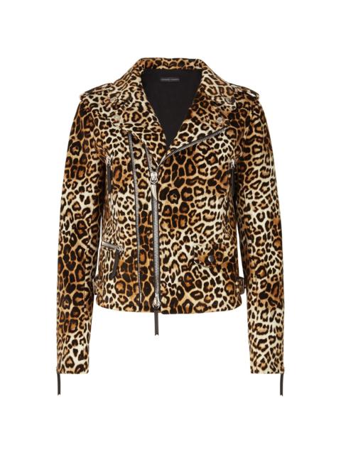 Amelia leopard-print biker jacket