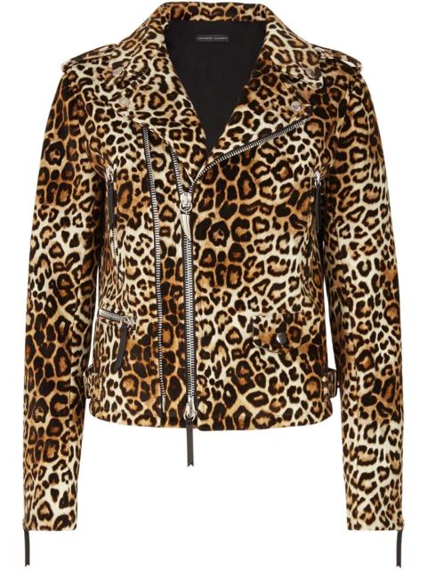 Amelia leopard-print biker jacket