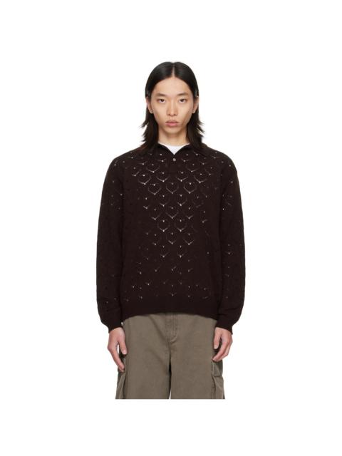 vowels Brown Eyelet Polo
