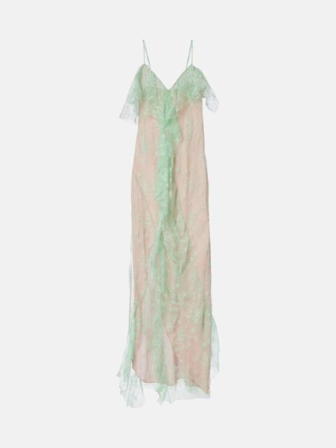 Blumarine Ruffled sheer lace gown