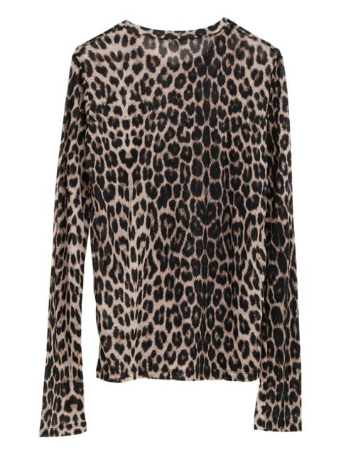 BASERANGE Baserange Leopard-print Bell-sleeve T-shirt