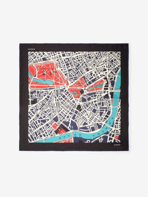 Burberry London Map Silk Scarf