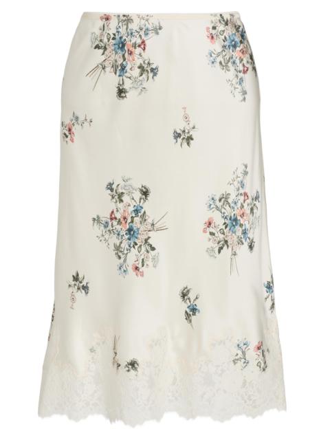 DÔEN Women's Elowette Lace-Trim Floral Silk Midi-Skirt - Primrose Bouquet