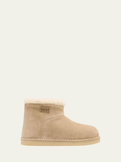 Miu Miu Suede Shearling-Lined Booties
