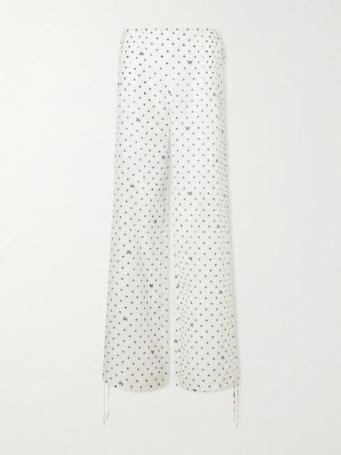 KIKI DE MONTPARNASSE Kiki Polka-dot Cotton And Silk-blend Wide-leg Pants