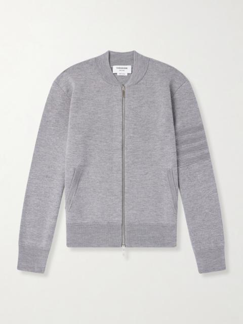 Thom Browne Striped Wool, Linen and Cotton-Blend Zip-Up Cardigan