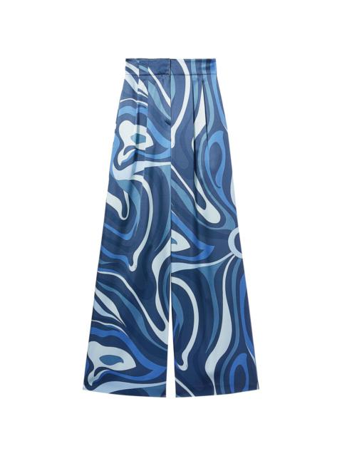 abstract-print silk culottes