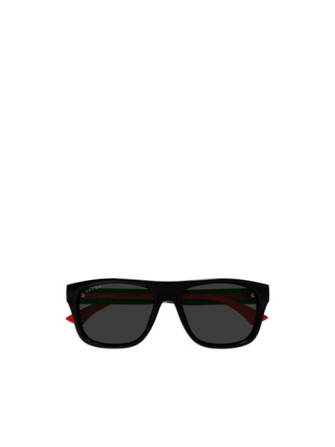 GUCCI stripe-detail rectangle-frame sunglasses
