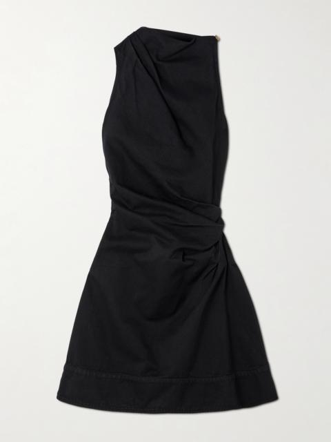 Alexander McQueen Gathered Denim Mini Dress