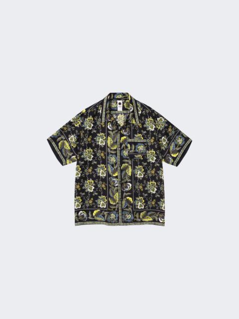 vowels Short Sleeve Silk Scarf Shirt 99 Black