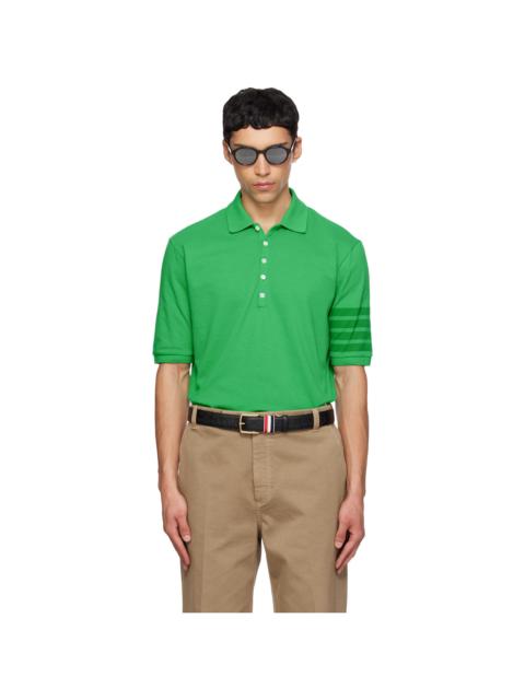 Thom Browne Green Garment Overdyed Jersey 4-Bar Polo