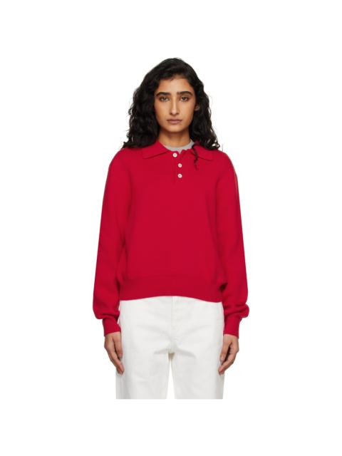 Dunst Red Cashmere Collared Sweater Polo