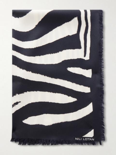NILI LOTAN Zebra-print Silk Scarf