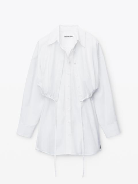 Alexander Wang layered shirt dress in compact cotton with self-tie