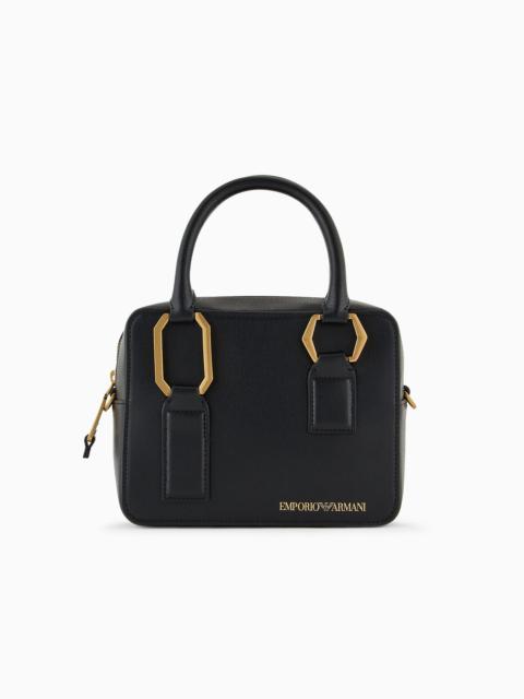 EMPORIO ARMANI Palmelato-finish double handle Bauletto bag