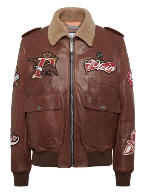 PHILIPP PLEIN embroidered leather jacket