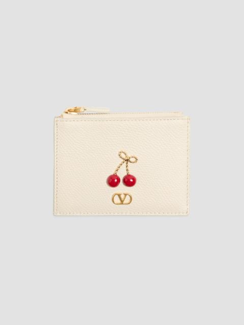 Valentino Women's Cherryfic Grainy Calfskin Cardholder - Light Ivory