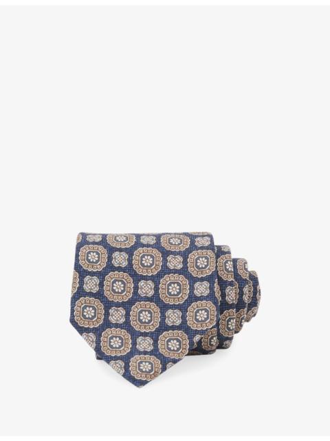 REISS Alessio Floral-Medallion Print Silk Tie