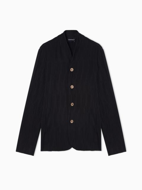 EMPORIO ARMANI PLEATED EFFECT FABRIC BLAZER