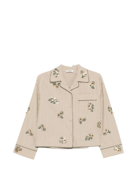 Sandro floral-details stripe-pattern shirt