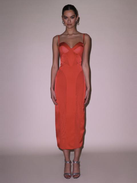 Fleur du Mal Long Silk & Mesh Bustier Dress