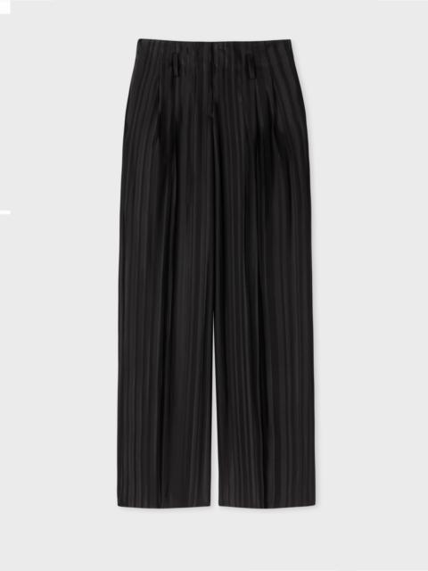 Paul Smith Black 'Shadow Stripe' Wide Leg Trousers