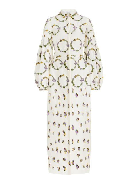 GABRIELA HEARST Embroidered Mauri Dress in Silk Linen