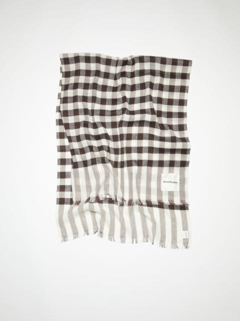 Check cashmere linen scarf - Chocolate brown/off white