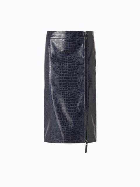 PINKO PENCIL SKIRT WITH CROCODILE PRINT