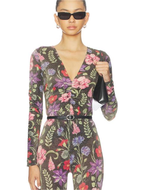 Fleur du Mal Wildfleur Plunge Bodysuit in Color Wildflower