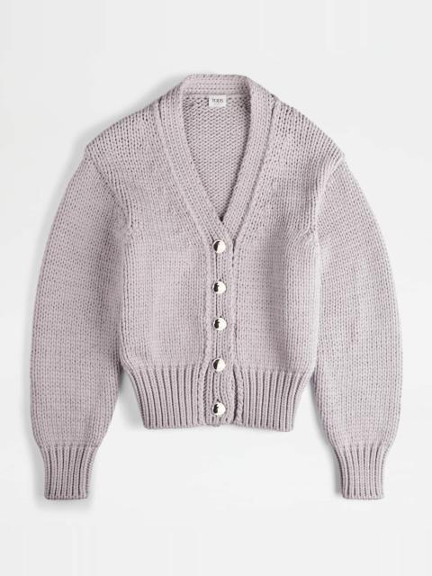 Tod's COTTON BLEND CARDIGAN - VIOLET