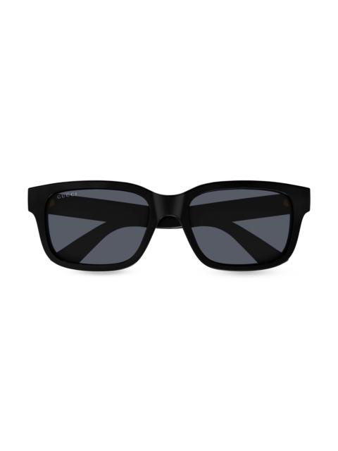 GUCCI Men's Minimal 56MM Square Sunglasses - Black Dark Blue