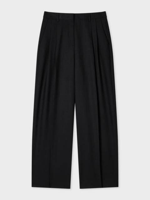 Paul Smith Women's Black Wide-Leg Slub-Wool Trousers