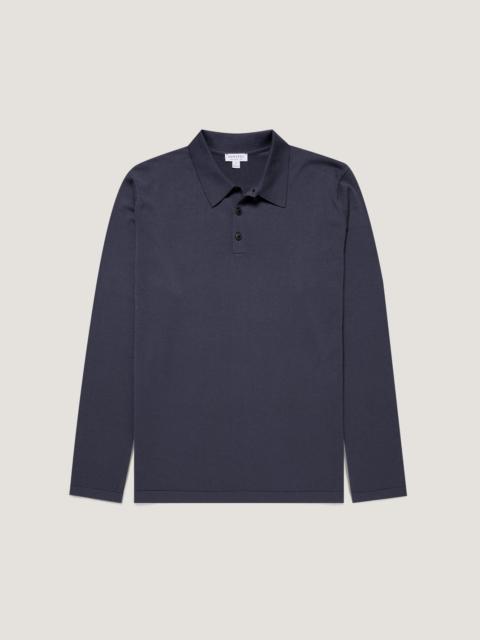 Sunspel Long Sleeve Sea Island Cotton Polo Shirt